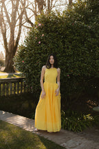 Serena Yellow Eyelet Maxi Dress
