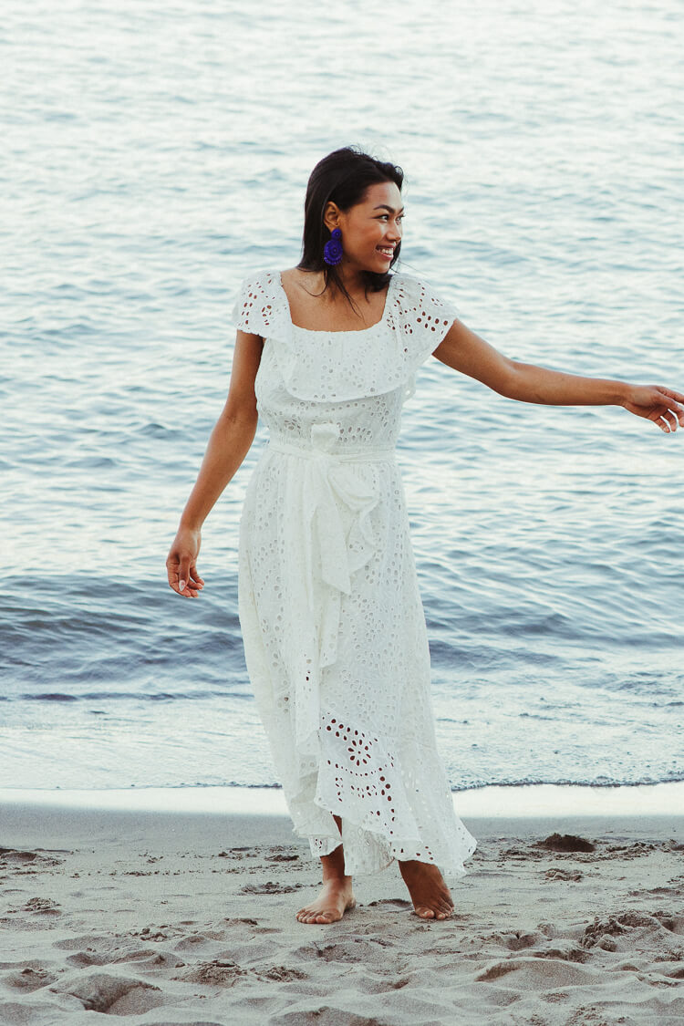Italian Summer Off-the-Shoulder Eyelet Midi Dress - FINAL SALE