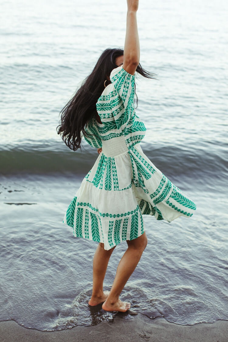 Cabo Green Woven Mini Dress