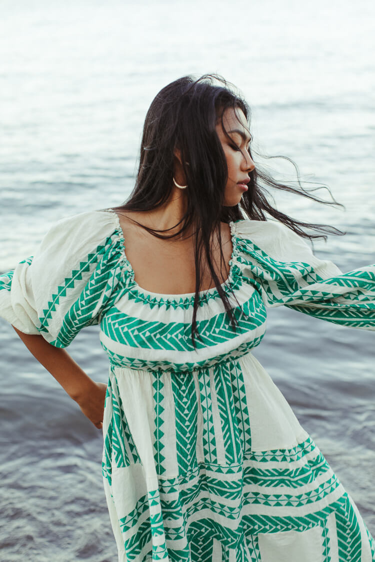 Cabo Green Woven Mini Dress
