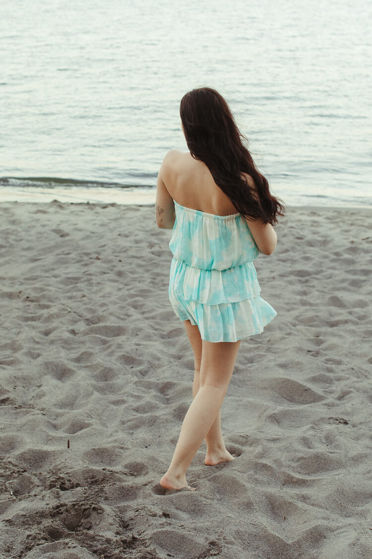 Roxie Teal Watercolor Mini Skirt - FINAL SALE