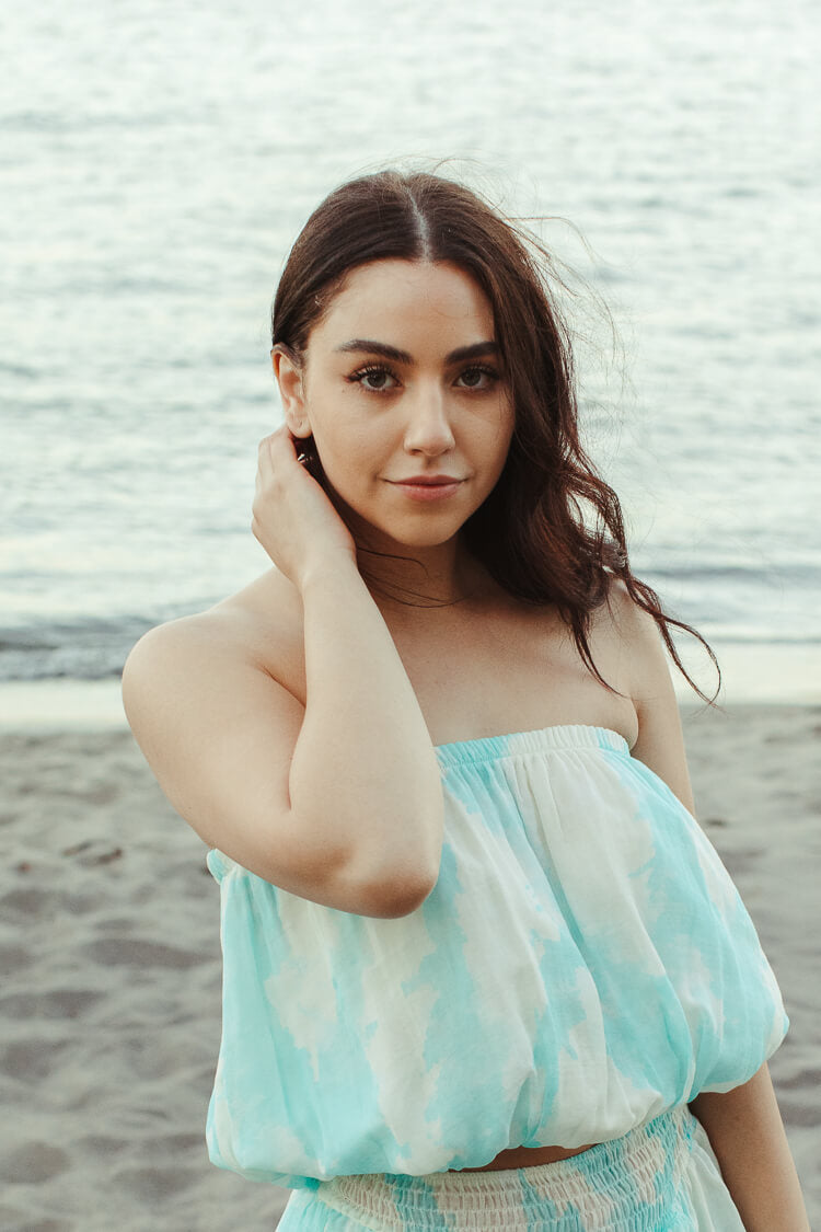 Isla Teal Watercolor Strapless Tube Top - FINAL SALE