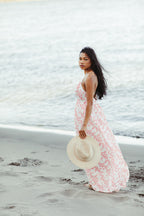 Martinique Coral Floral Maxi Dress