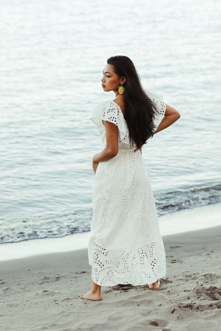 Italian Summer Off-the-Shoulder Eyelet Midi Dress - FINAL SALE