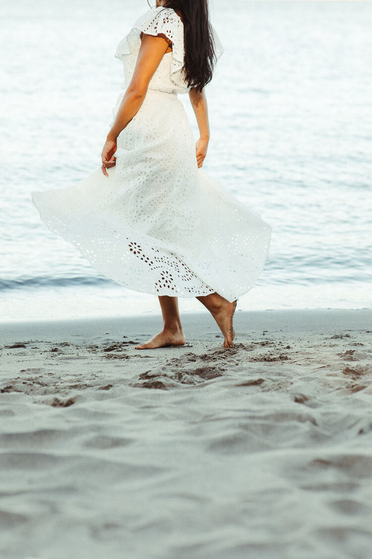 Italian Summer Off-the-Shoulder Eyelet Midi Dress - FINAL SALE