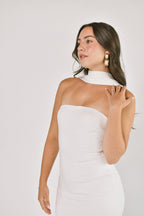 Sweetest Thing White Scarf Detail Midi Dress - FINAL SALE