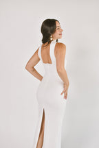 Sweetest Thing White Scarf Detail Midi Dress - FINAL SALE