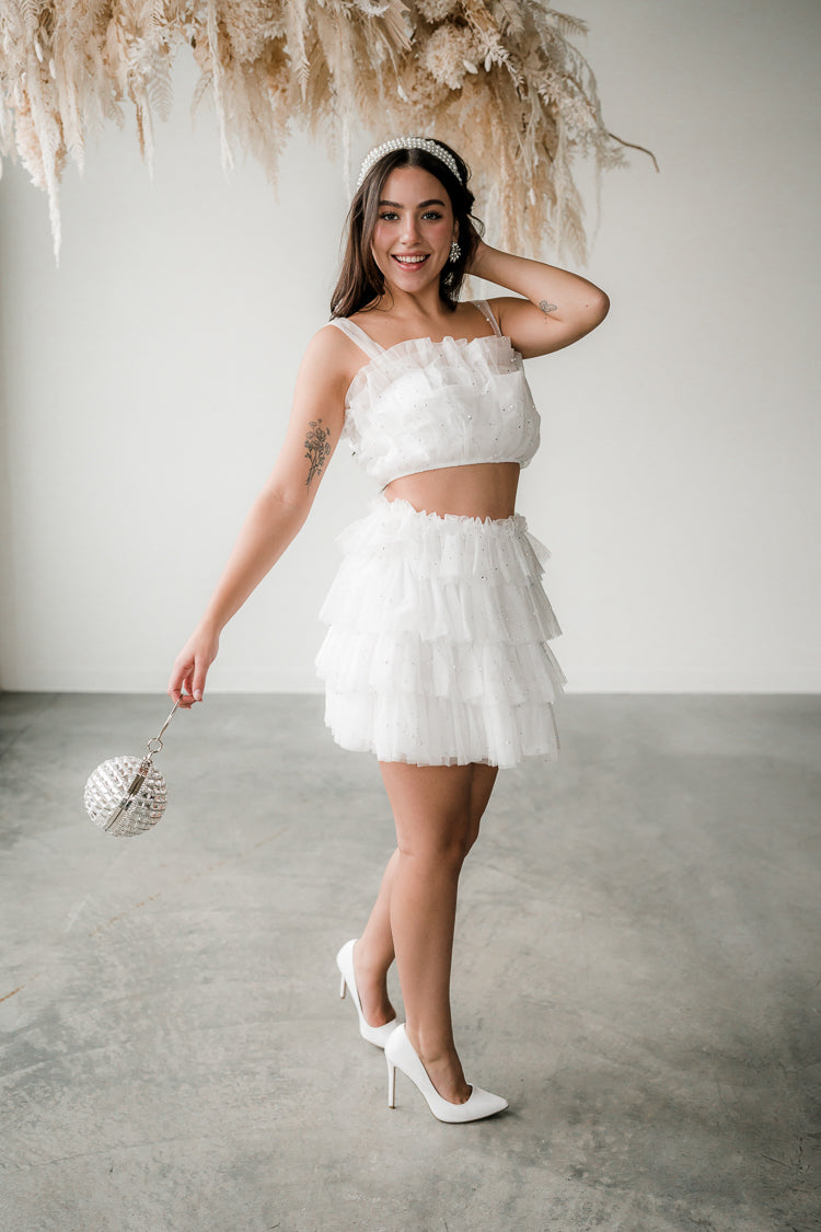 Talia Pearl Studded Mini Skirt