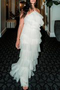 Tremmezina Tulle Halter Maxi - White