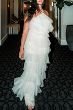 Tremmezina Tulle Halter Maxi - White