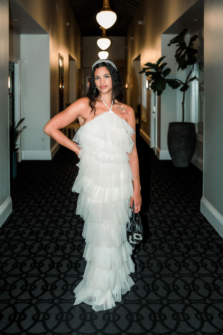 Tremmezina Tulle Halter Maxi - White