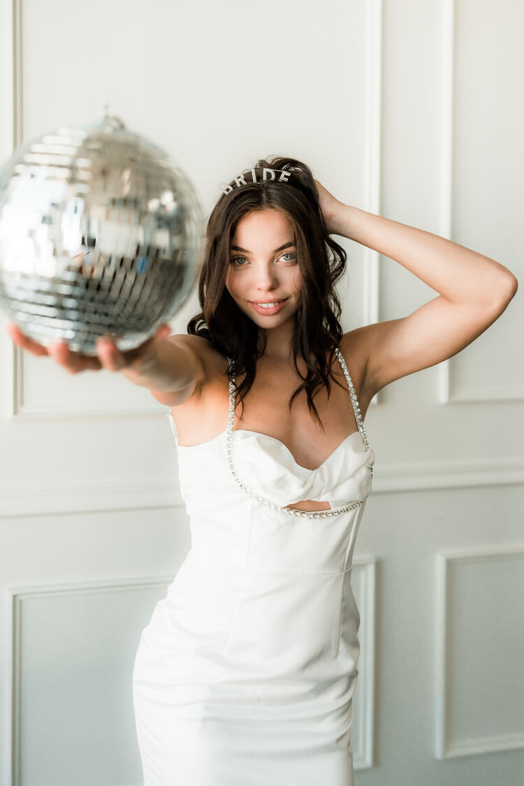 Rhinestone Satin Mini Dress - FINAL SALE