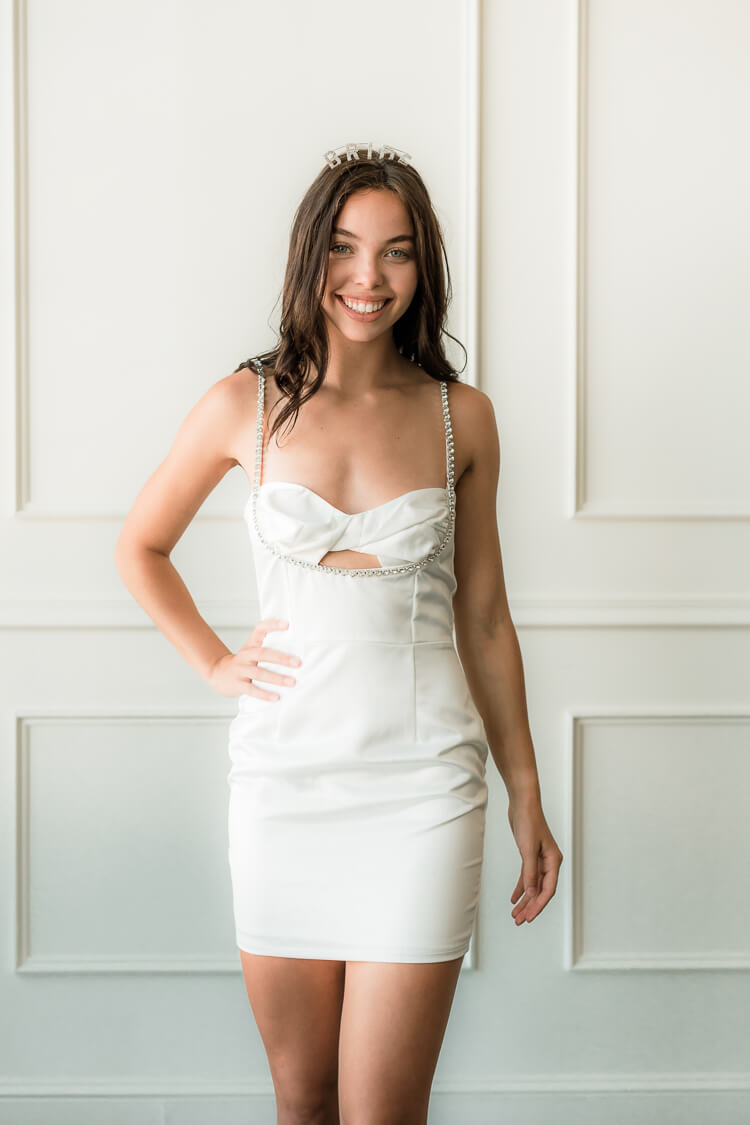 Rhinestone Satin Mini Dress - FINAL SALE
