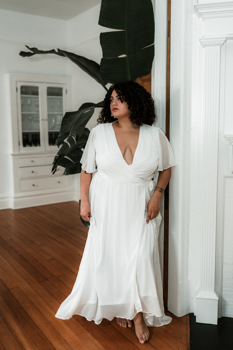 Kyla White Plus Size Wrap Dress