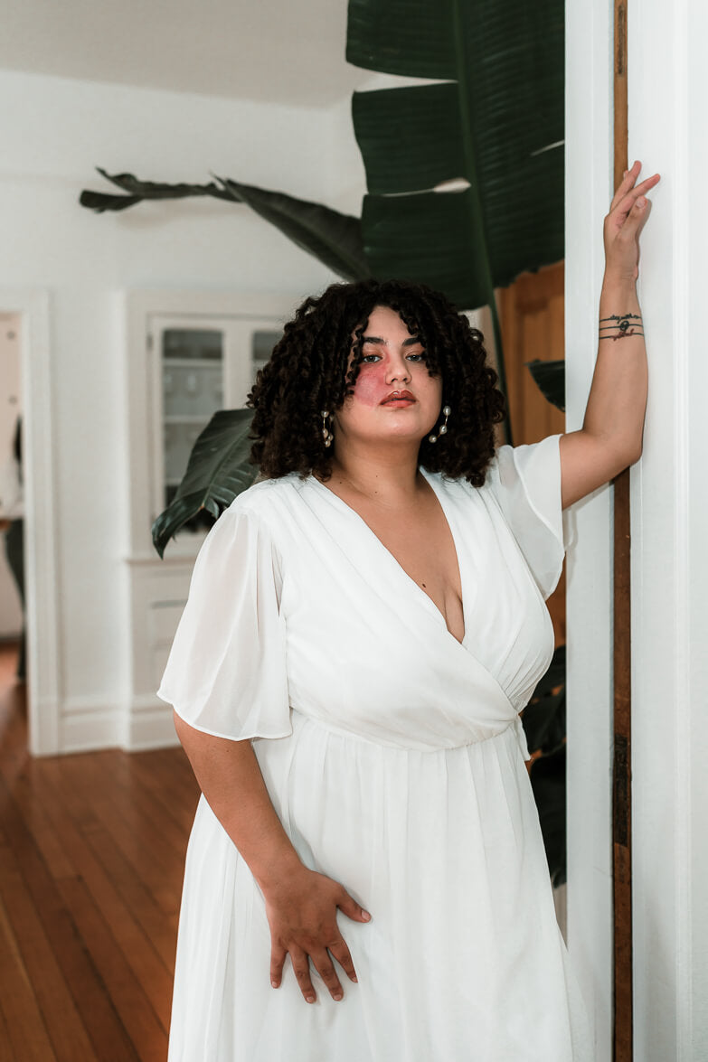 Kyla White Plus Size Wrap Dress