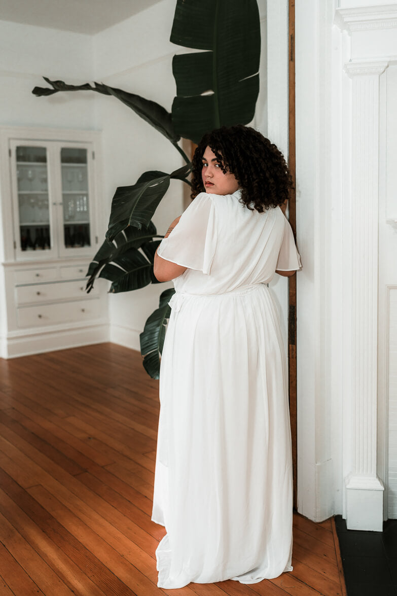 Kyla White Plus Size Wrap Dress
