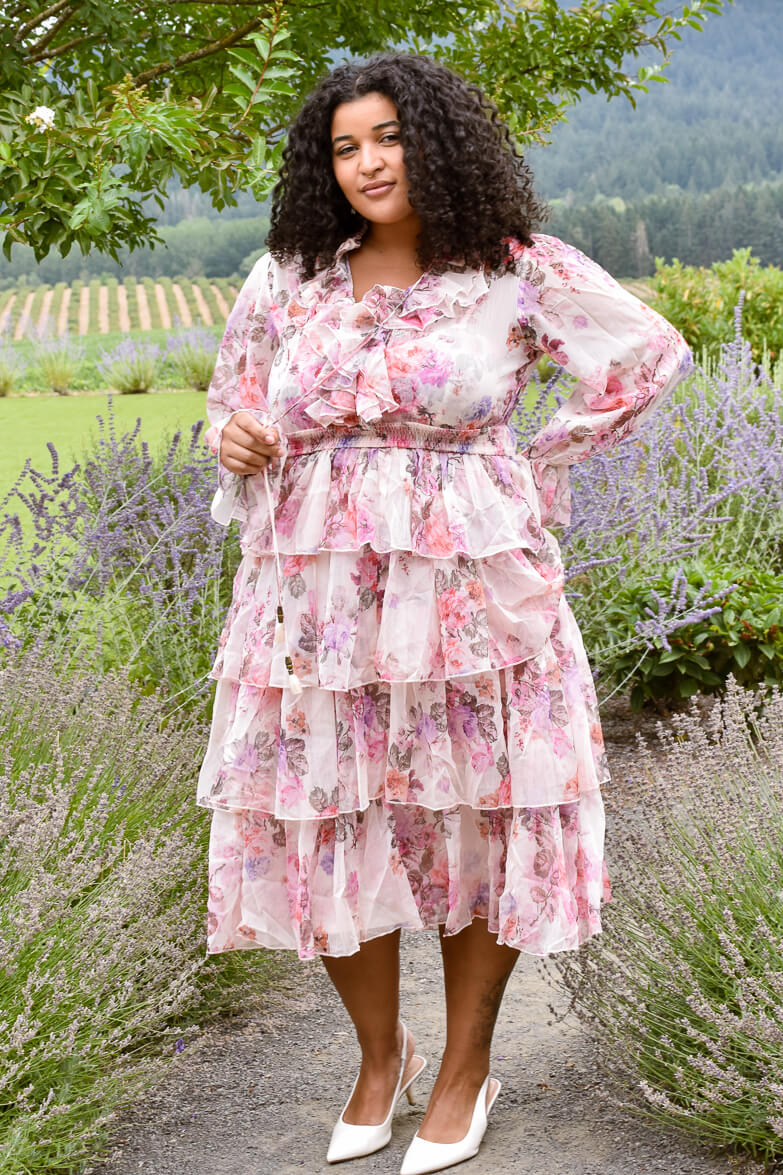 Wine Country Weekend Pink Floral Midi Dress