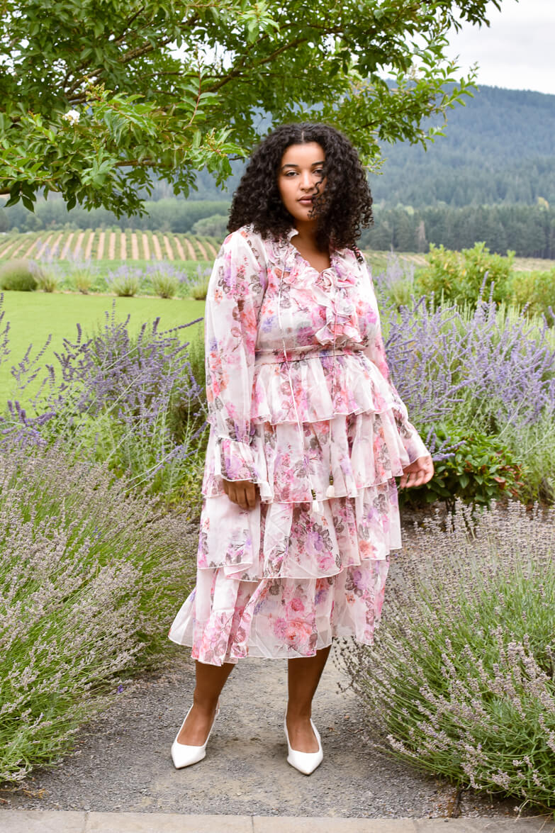 Wine Country Weekend Pink Floral Midi Dress