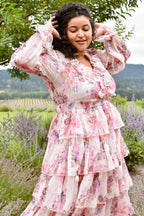 Wine Country Weekend Pink Floral Midi Dress