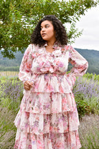 Wine Country Weekend Pink Floral Midi Dress
