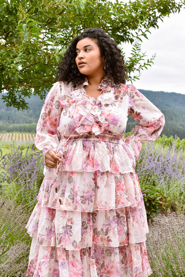 Wine Country Weekend Pink Floral Midi Dress