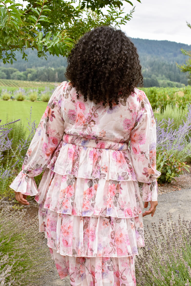 Wine Country Weekend Pink Floral Midi Dress