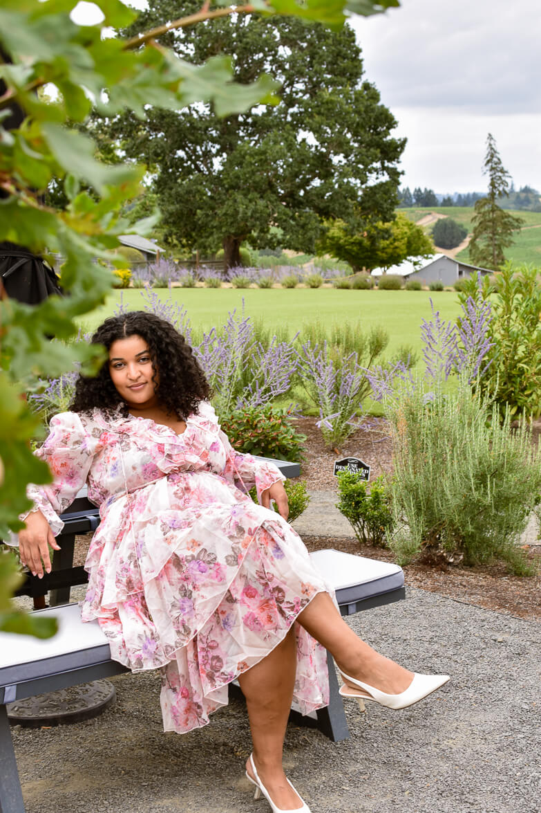 Wine Country Weekend Pink Floral Midi Dress