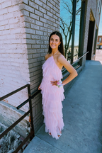 Tremmezina Tulle Halter Maxi - Blush